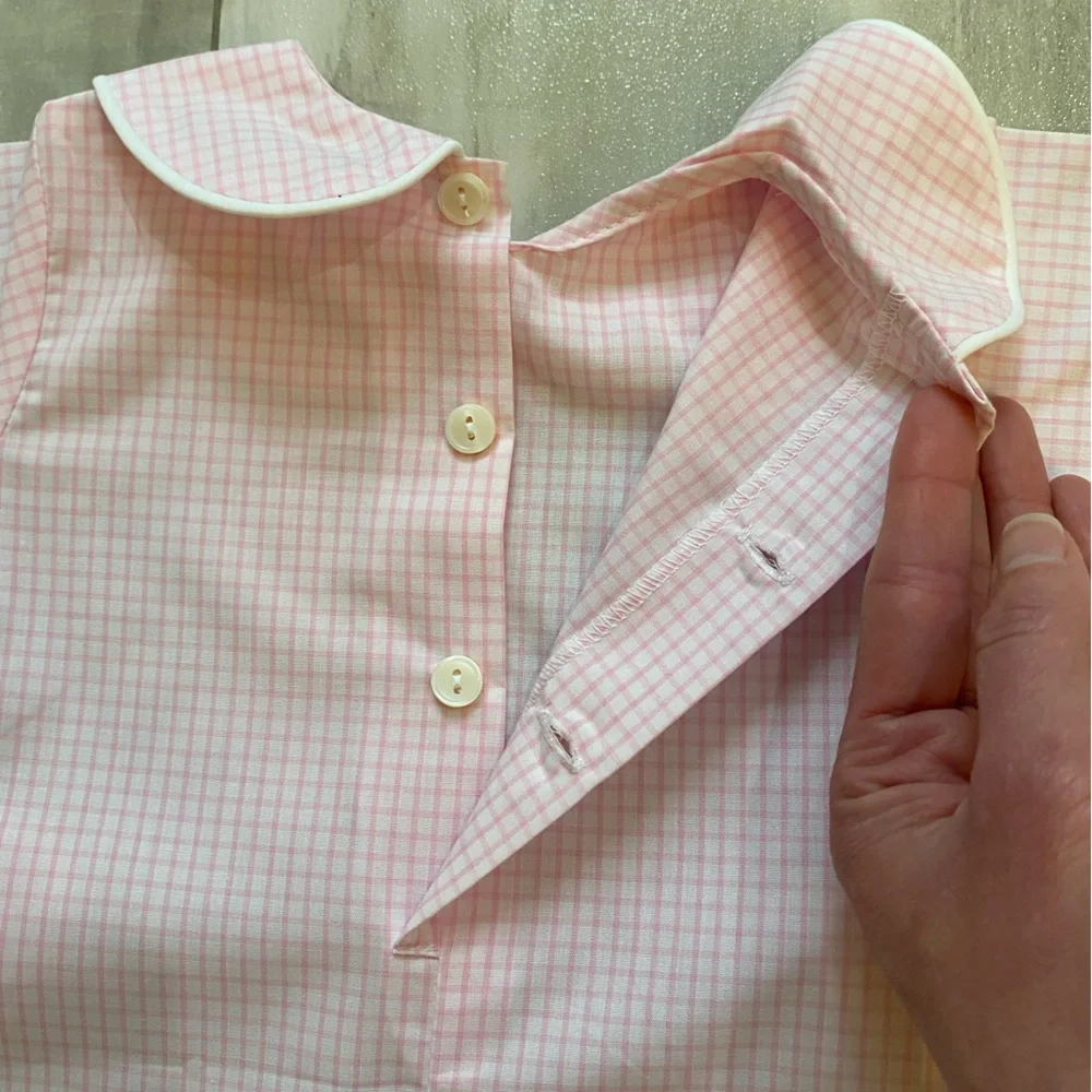 NWT Remember Nguyen Pastel Pink Windowpane William Shortall Romper boys 9M